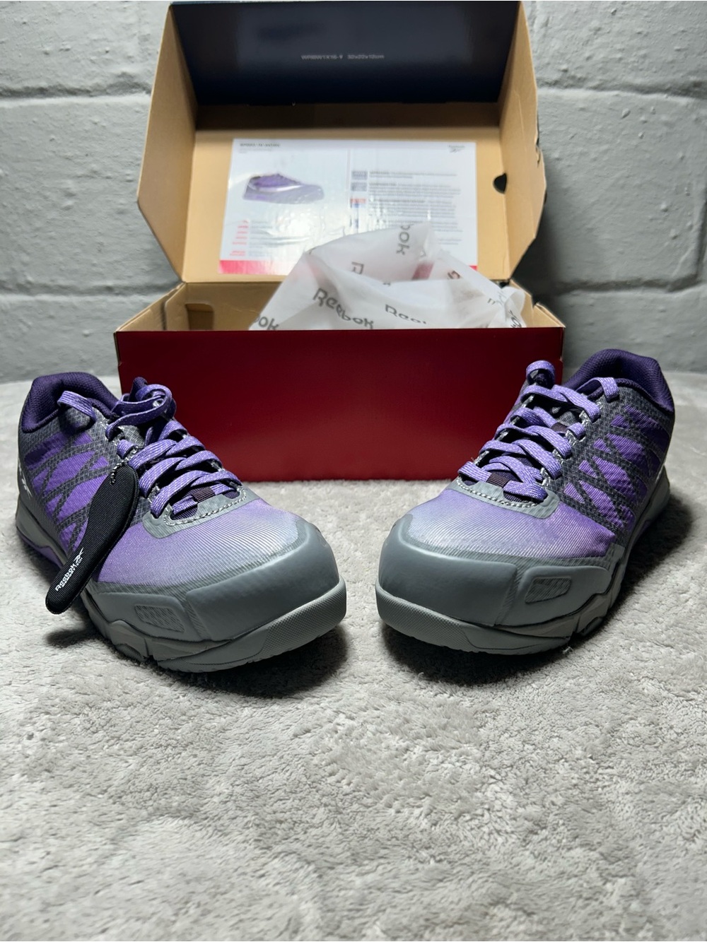 Reebok  Safety Shoe Women's 9.5M Purple/Gray Composite Toe, Speed TR Work Shoe